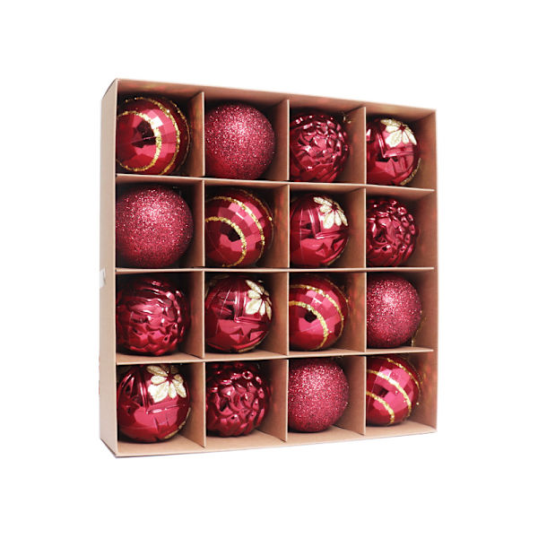 Julepyntkugle 6CM/16STK elektrobelagt plastik malet specielformet julekuglesæt juletræspendant 6CM/16PCS