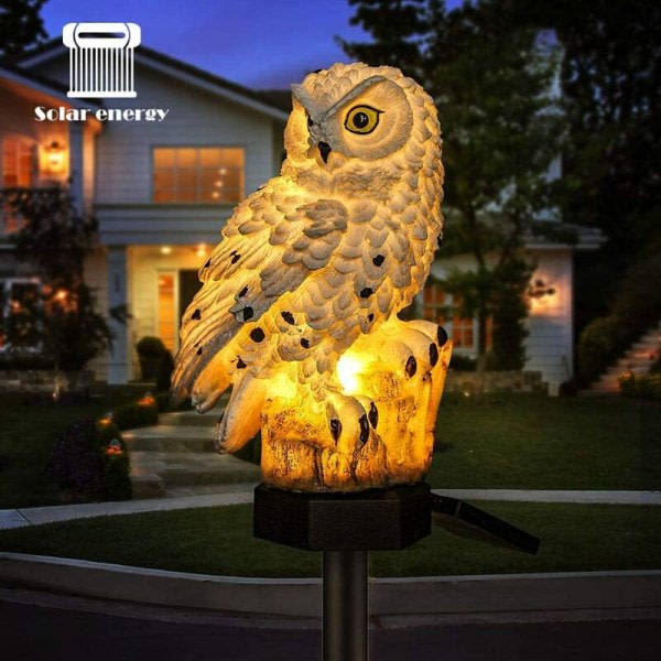 Owl LED Solar Light - Vattentät trädgårdsljus - Utomhusbelysning - Dekorativt nattljus - Vit