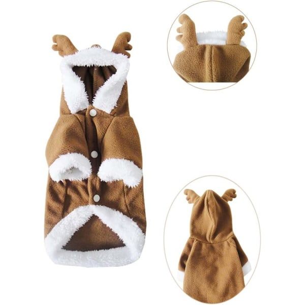 Galaxy Pet Fleece Julkläder Hund Cosplay Älgdräkt (Brun, M) 1 Styck
