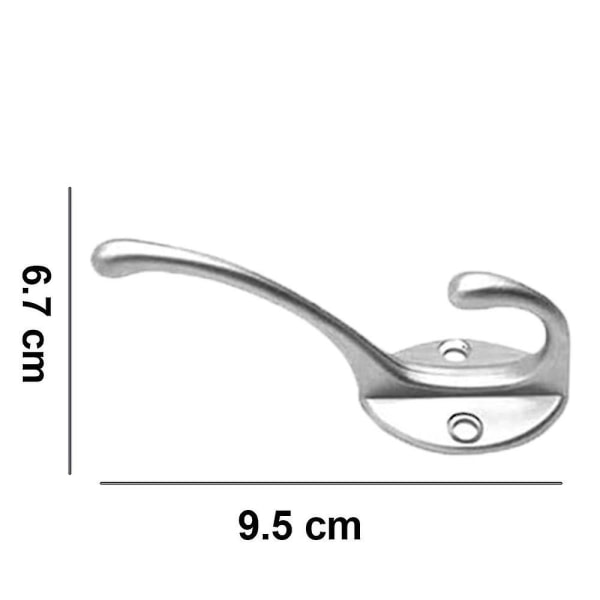 10-pack rustika klädkrokar väggmonterade tunga dubbelkrokar retro (silver)