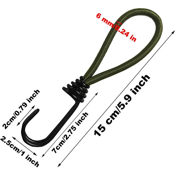 Elastikker med kroge - korte, elastiske reb til telte - korte kroge af elastisk reb
