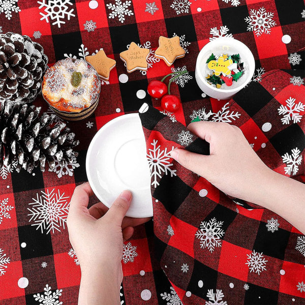 4-pack ruudullinen jouluinen keittiöpyyhe, Buffalo Plaid Snowflake keittiöpyyhkeet sisä- ja ulkokäyttöön