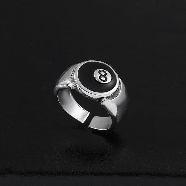 Billardkugle Ring Sølvbelagt Retro Charm Billardringe Fingersmykker-yux