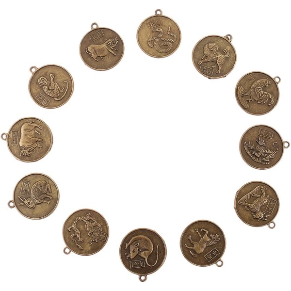 12 stk. Lykkemynter fra kinesisk stjernetegn Feng Shui Mynt Diameter:
