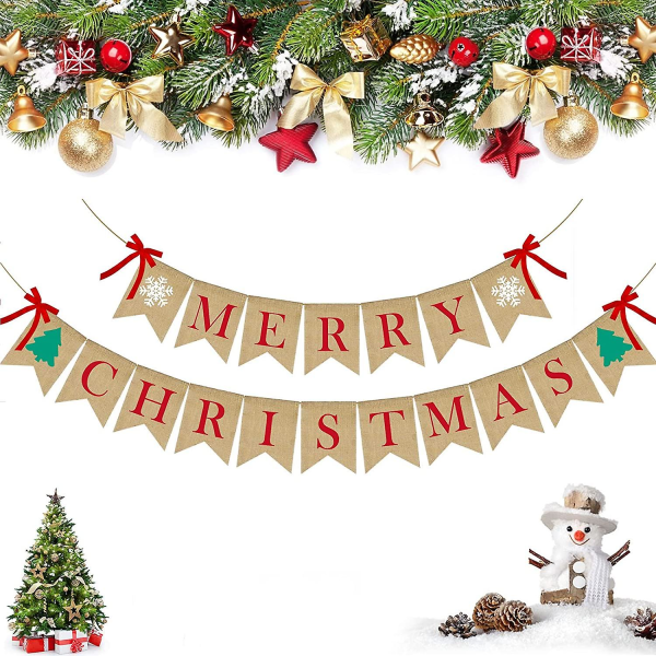 Merry Christmas Banner Sæk, Julepejs Banner Julevægsbannere, Juletræ