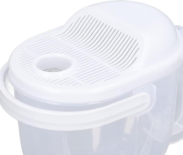 Rice Washer, Plastic Water Rinse Type Quinoa Rice Washing Bowl with Scale Vegetable Fruit Pasta Strainer Kitchen Colander with Handle
