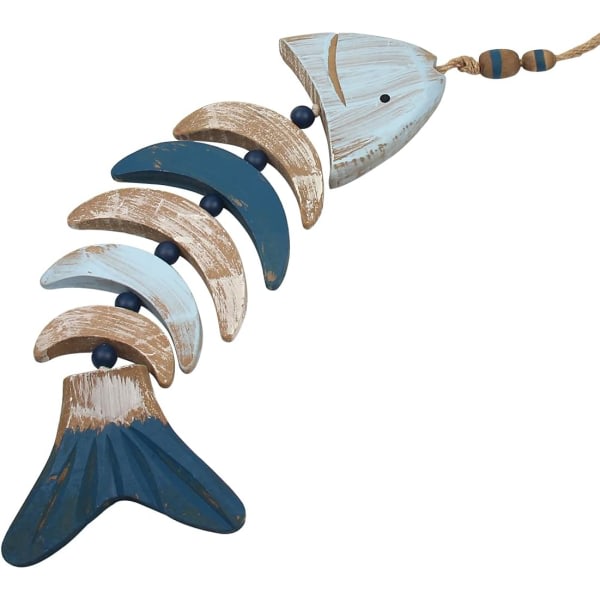 Galaxy Fiskdekor i trä med pärlor för maritim dekoration Vägghängande 62 x 12,5 cm