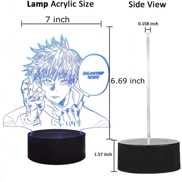 Anime Satoru Gojo 3D LED Natlampe til Soveværelsesindretning