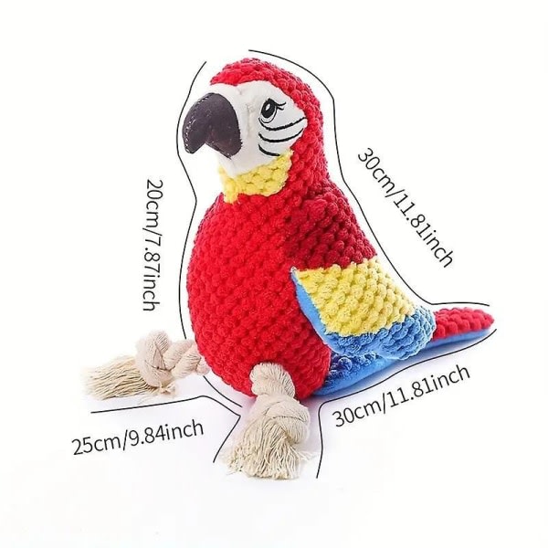 Interactive Parrot Design Dog Plyschleksak - En rolig och hållbar tuggleksak för ditt husdjur