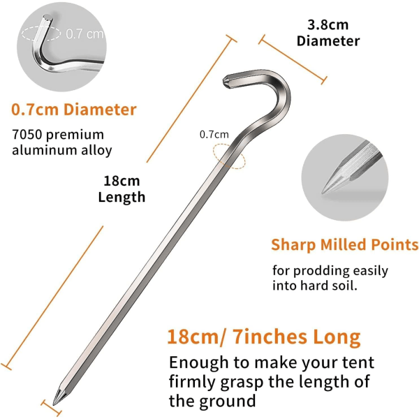 26 kpl metalltelttankoja - 18 cm - Alumiini - Koville pinnoille - Täydellinen