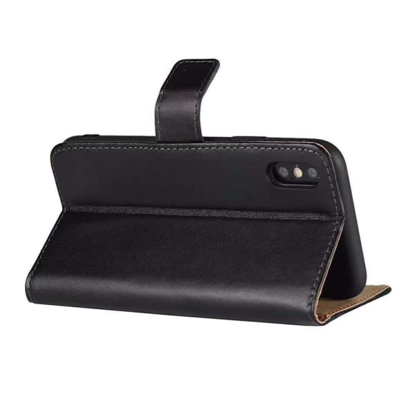 TG iPhone XS Max - Læder Wallet Case fra FLOVEME Sort