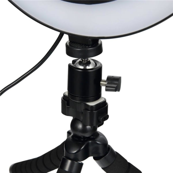 TG Selfie-lampe/Ring light (26 cm) med formbart stativ multifarve