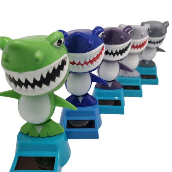 Grå 2-pakks Solcelledrevet Dansende Bobblehead Hai-Dukke Dyr