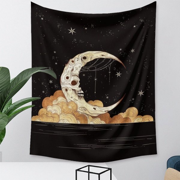 Tarot Moon Gobeläng Väggbonad Guld Stjärnhimmel Gobeläng för Sovrum Måne (GT320003, 51 X 59 tum)