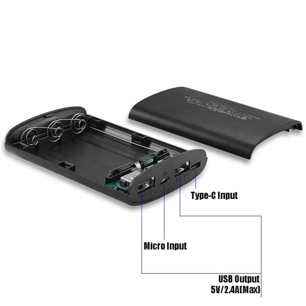 DIY Powerbank-låda Platt för huvud Batteriladdare Case Dubbla USB-utgångar Plast för Shell Box Power Bank C Grön