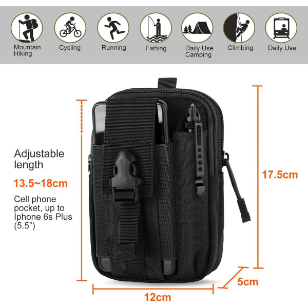 Taktisk bältesväska, 210D Molle EDC midjepaket/ multifunktionsväska