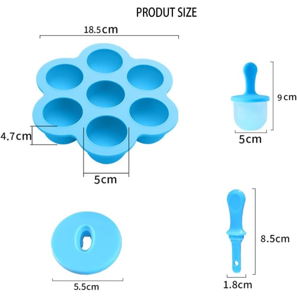 7-kammer silikone ispopsform til børn mini form