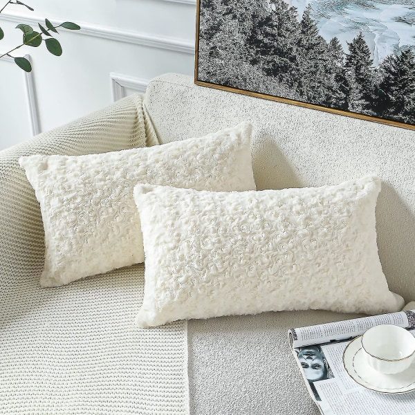 Dekorative putetrekk, sett med 4, myk bomull og lin, for sofa, stol, seng, utendørs/innendørs, påskedekor