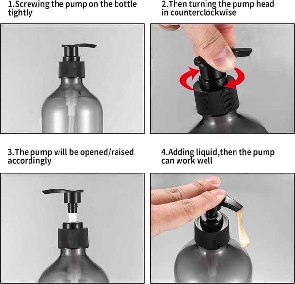 2-pack 500 ml tomma påfyllningsbara pumpflaskor, hållbar plastdispenser för tvål, schampo, lotion och duschgel, badrum och kök, grå