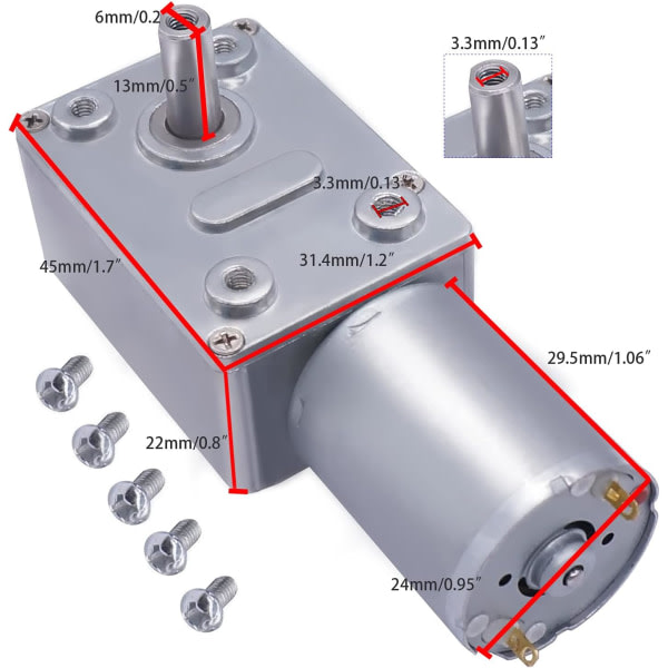 Galaxy DC 12V 25RPM Turbosneglegear Motor med Højt Moment Mikro 13 mm Aksel Gearmotor med Skruer JGY370-1225