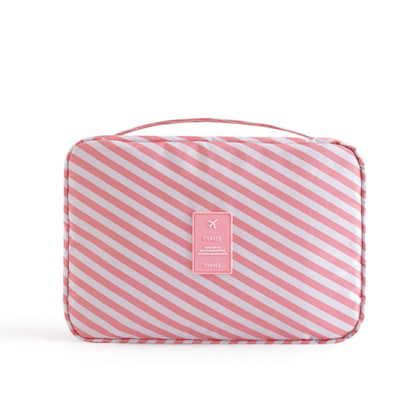 TG Pink Stripes-hängande rese-toalettväska, bærebar sminkväska, Wa