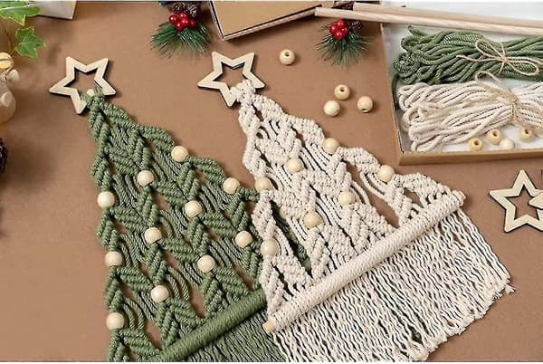 DIY-kit för julgranar, handgjorda vävda makraméjulgranar DIY-kit väggbonader-yux