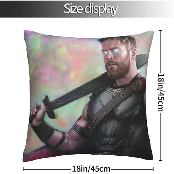 Bløde og komfortable Thor pudebetræk 45 x 45 cm firkantede pudebetræk til sofa soveværelse med usynlig lynlås 18 x 18 tommer dobbeltsidig print