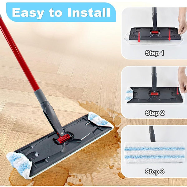 Pakke - Egnet for Vileda H2Pro Flatmop Erstatning - Egnet for OCedar H2prO Flatmop - For Harde Gulv - Moppehode Erstatning