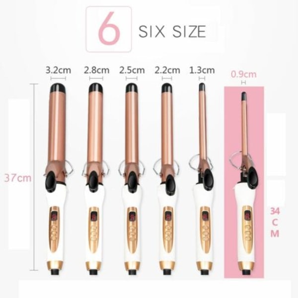 TG 9-32MM Keramisk Hårcurlere LED Curling Wand Salon Tong Styler EU-stik 9MM