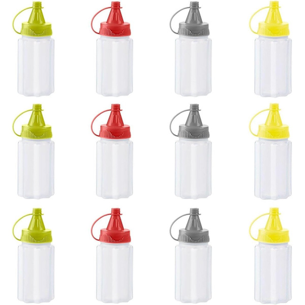 12 kpl - 3,2*3,2*8cm - Kastikepullot - Kannettavat kastikepullot - Mini kastikepullot - Puristepullo - Ketsuppipullo - Salaatinkastikepullo