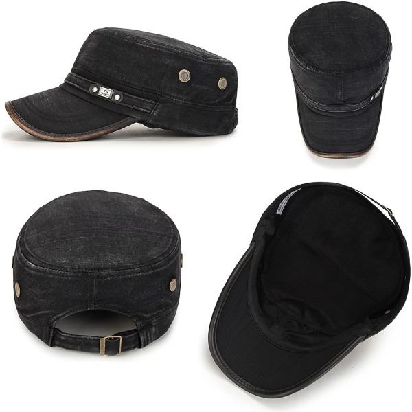 Fladt Top Cap, Bomuld Baseball Cap, Klassisk Plain Vintage Army Military Cadet Style Cap Hat, Justerbar Metal Spænde Klassiske Kepsar
