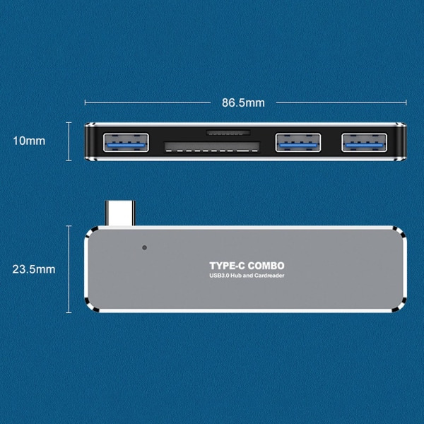 Alumiiniseos 5-in-1 laajennusasema, nopea Type-C-hubi HDMI:lle, TF/SD-kortlukija, kotikäyttöön