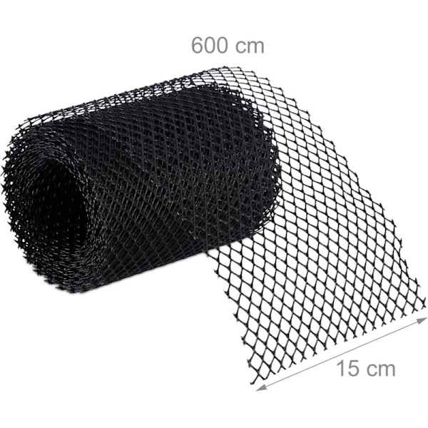 Takrennebeskyttelse, 6 m Lang, Plast, Løvbeskyttelse, 15 cm Bred, Praktisk, Svart Voksen Unisex, 1 stk