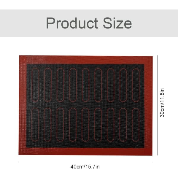 Galaxy 2 stk silikon bakeplate for fingerkaker med høy temperatur tidlig makronproduksjon Gjenbrukbar (40 x 30 cm)