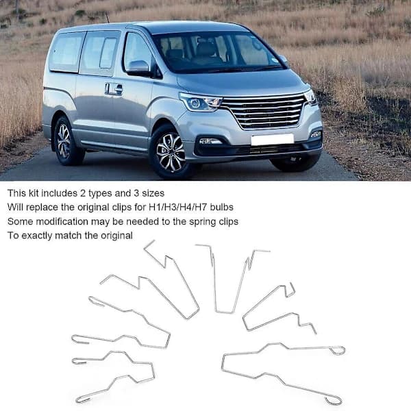 6x Headlight Holder Clip Spring Lamp compatible with H1/H3/H4/H7 5ZHSFULLKIT_yux
