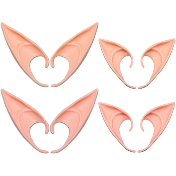 Tonttukorvat 12cm & 10cm, (4 par Latex Fairy Latex Ears), Elf Ear C