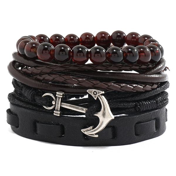 TG Læderarmbånd med Anker, Vintage Design, ca