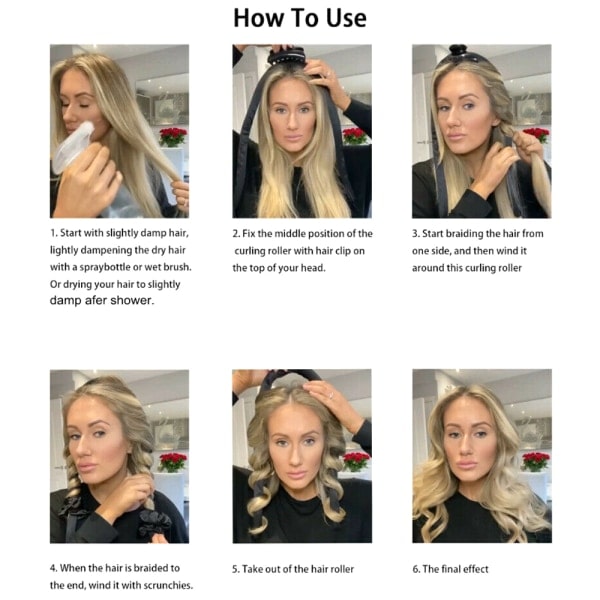TG Nem at bruge Lazy Hair Sponge Curler Enkel hårring Curling Sort