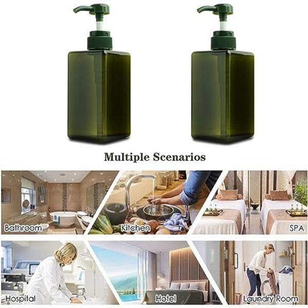 TG (Grön) 450 ml tvåldispenser, set med 2 tomma plastpumpflaskor