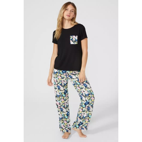 Debenhams Dam/Dam Daisy Jersey Pyjama Topp 8 UK - 10 UK Bl Svart 8 UK - 10 UK 12 UK - 14 UK