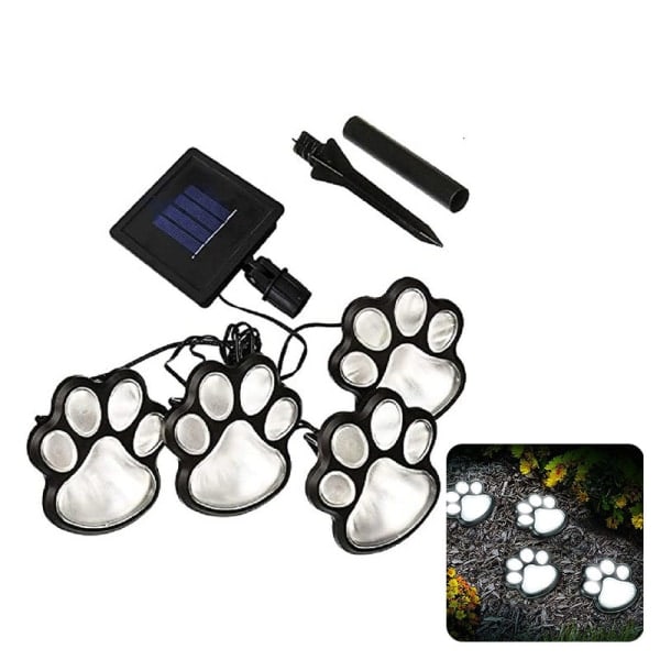 Solcelledrevet Havelys Hundekat Pote LED Sollampe 4 Ben Marklys