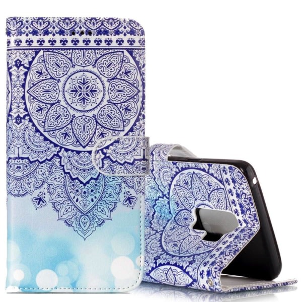 Plånboksfodral til Galaxy S9 - Mandalablomma Blå & Vit
