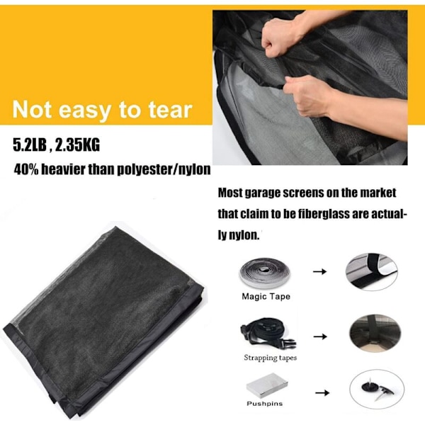8ftx7ft Magneettinen autotallin oven hyttysverkko yhden auton autotallin oviin, vahvistettu lasikuituinen autotallin hyttysverkko, handsfree, magneettinen hyttysverkko-ovi