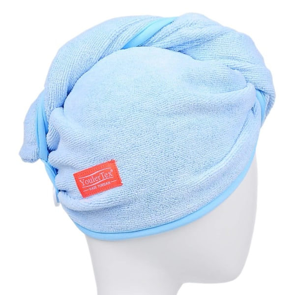 Mikrofiberhårhanddukspaket för kvinnor, 3-pack superabsorberande snabbtorkande hårturban (blå)