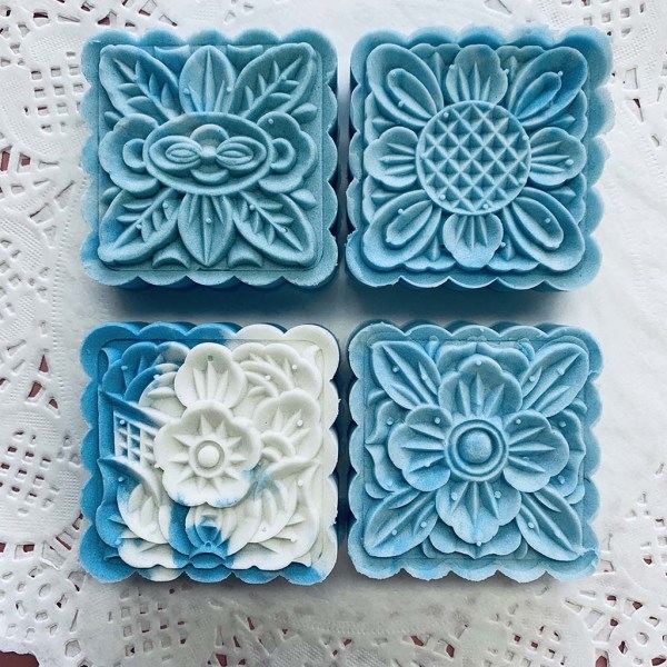 DIY 3D Månekageform Sæt Blomster og Græs Mønster Form Månekage Form