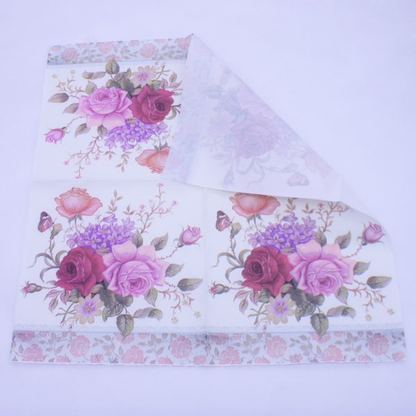 TG Set med 40 f?rgglada papersservetter - Rose silkespapper, DIY, origam