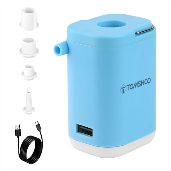 Mini Elektrisk Luftpumpe for Oppblåsbare Gjenstander 4 i 1 Bærbar Camping Luftpumpe med Innebygd Lys Powerbank Rask Inflasjon og Deflasjon Liten Pumpe, DUBUNS