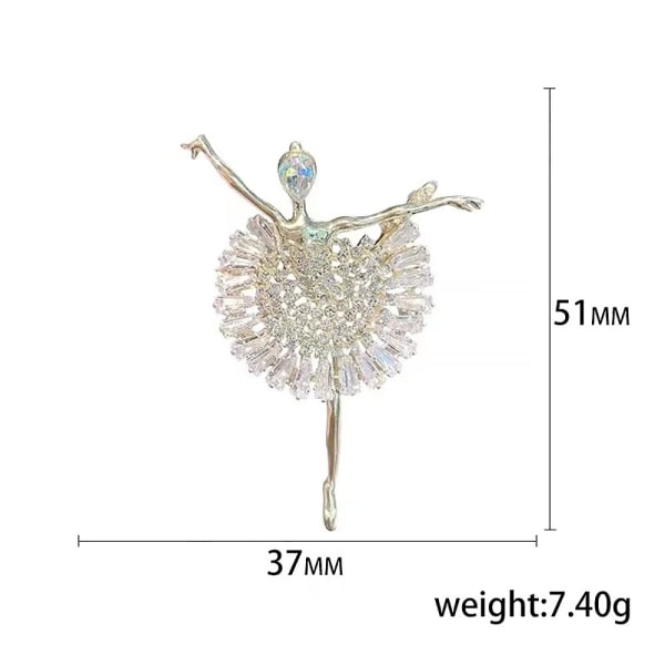 Ballerina flickbrosch Högkvalitativ Crystal Corsage Anti-förlorad brosch Högkvalitativ sidanscarfspänne