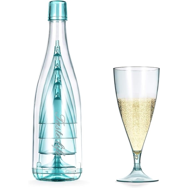 Plast vinglas kan återanvändas 200ml, 5 stycken avtagbara utomhus champagne picknickglas blå