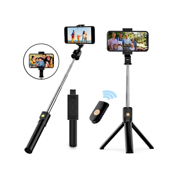 Nytt K07 stativ selfie stick för horisontell och vertikal fotografering, Bluetooth selfie stick, selfie-tillbehör, mobiltelefonhållare